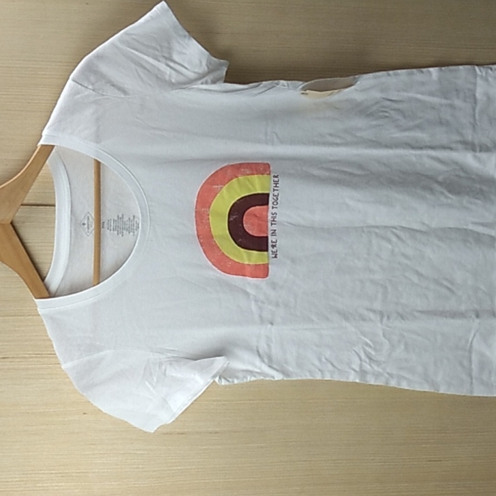 St John's Bay Women's Petite XS White t-shirt w Rainbow Were in this Together - Picture 1 of 6